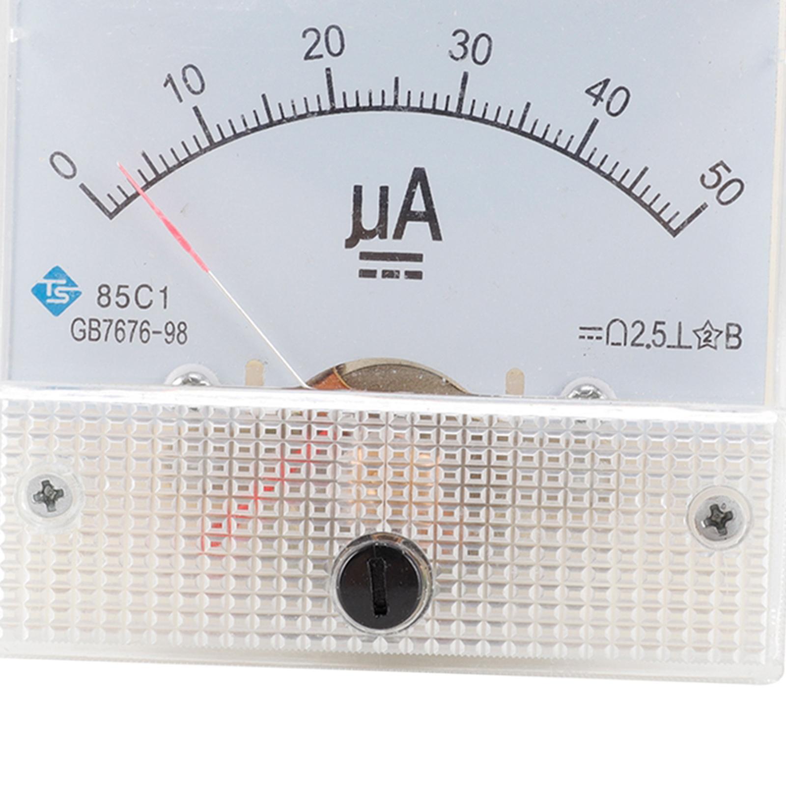 2x DC 0-50/100/200/500μA 0-20A Rectangle Analog Panel Ammeter for Circuit Measurement Ampere Gauge