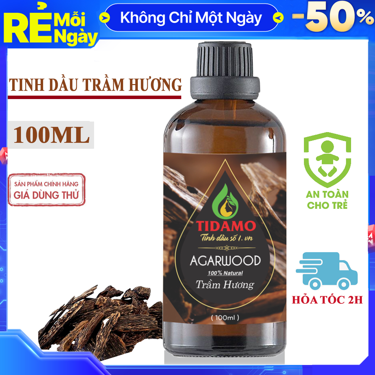 Tinh Dầu Xông Phòng TRẦM HƯƠNG TIDAMO 100ML - Tinh Dầu Trầm Hương Cao Cấp Từ Thiên Nhiên Giúp Bảo Vệ Sức Khỏe, Thư Giãn Và Tĩnh Lặng Tinh Thần - Kiểm Nghiệm Chất Lượng Tại Trung Tâm Quatest 3