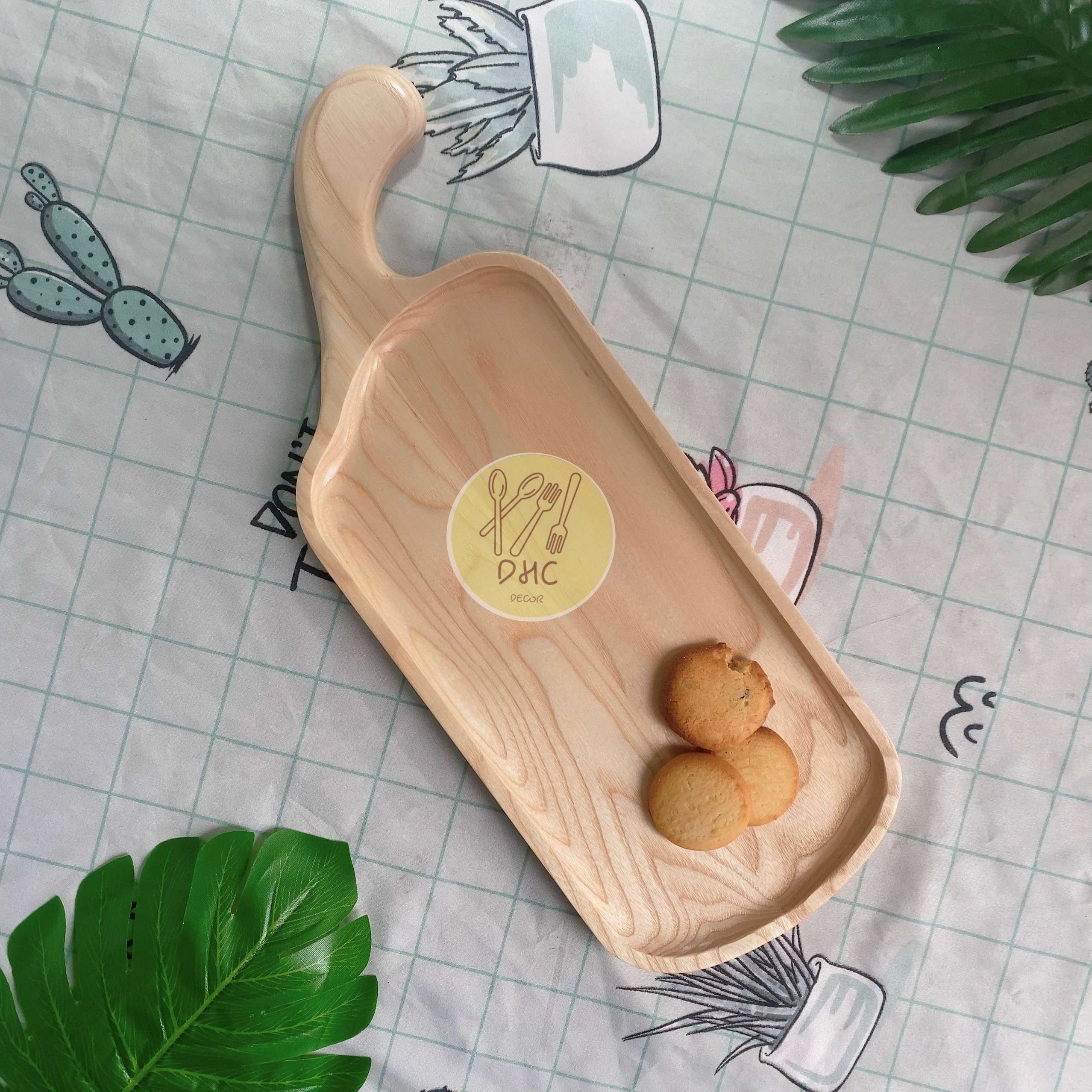 Khay tay cầm lệch gỗ Tần Bì nguyên khối I Khay gỗ đựng đồ ăn ,Decor trưng bày, chụp hình sản phẩm