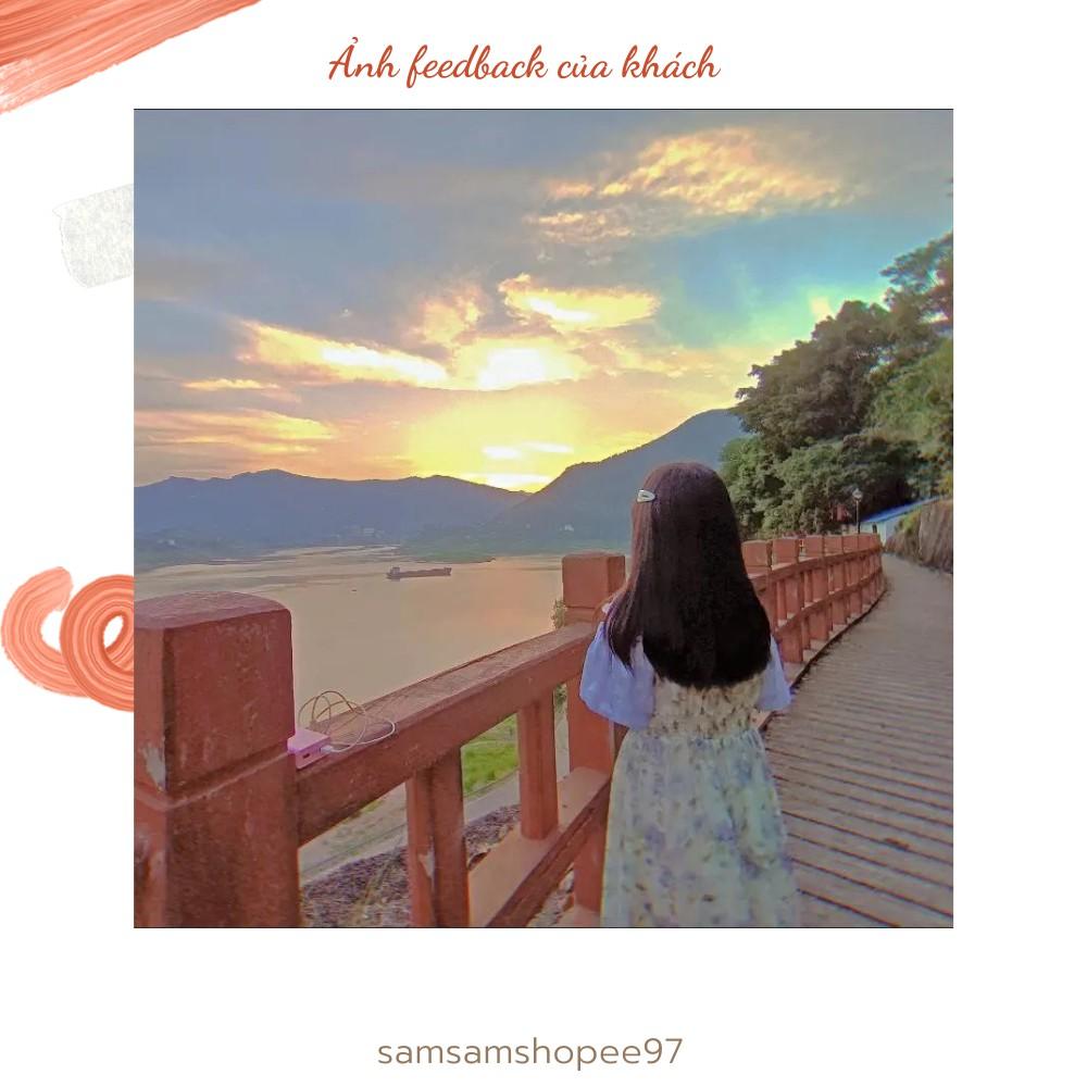 Đầm hoa cổ V dễ thương