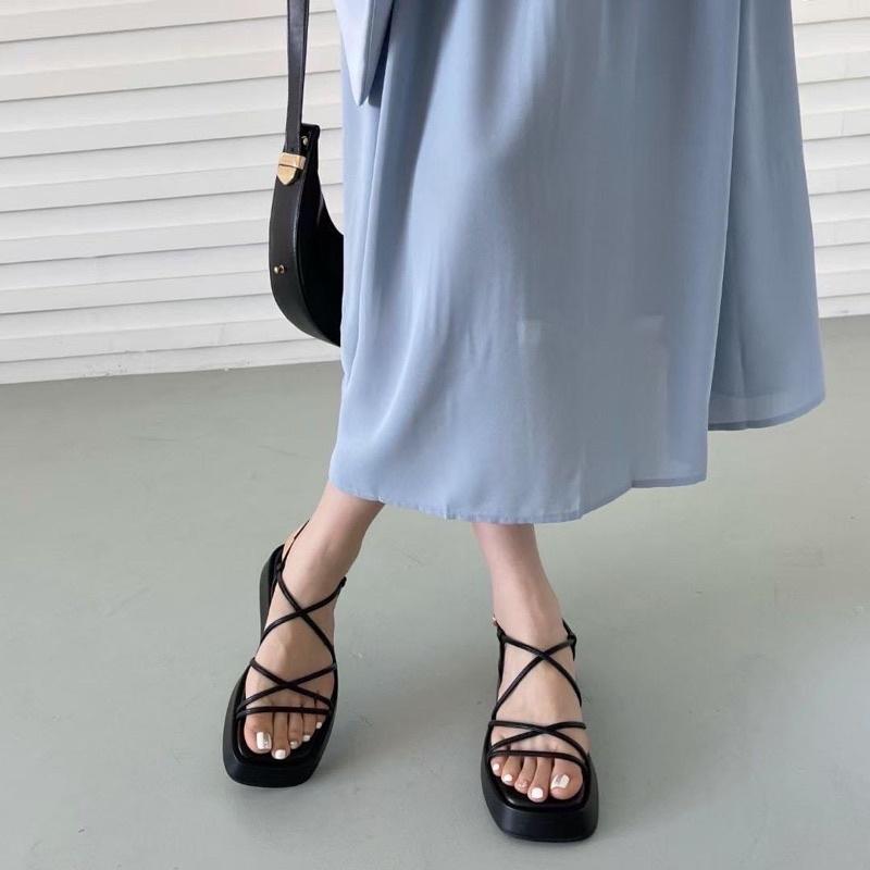 Giày sandal nữ ulzzang đế xuồng trơn 3p dây mảnh đế cao nữ Shoes Paradise SD06