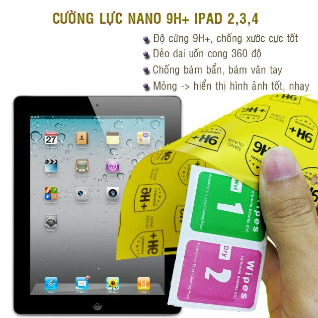 Dán cường lực dẻo nano 9H+ dành cho  iPad 2, iPad 3, iPad 4