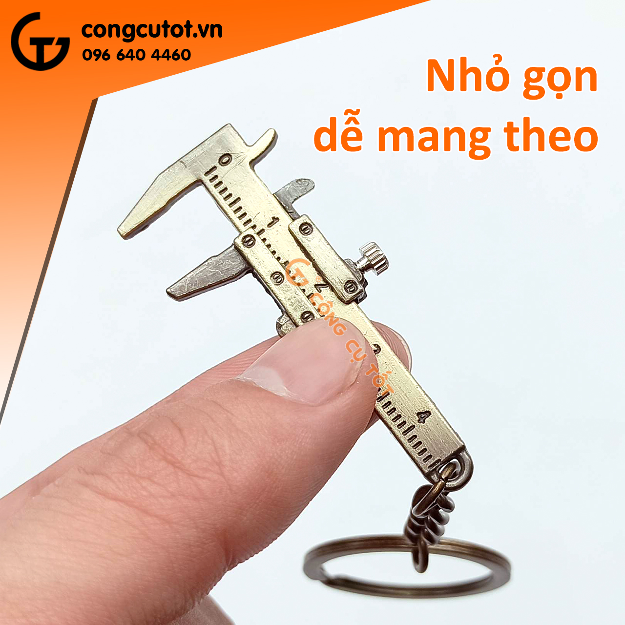 Thước kẹp móc khóa 40mm bằng hợp kim kẽm mạ màu đồng