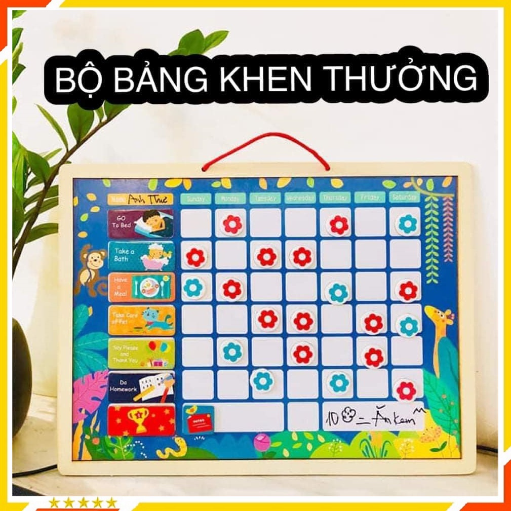 Bảng khen thưởng kỷ luật cho bé bằng gỗ, bảng khen thưởng nam châm cho bé rèn luyện tính kỷ luật, đổ chơi trẻ em HT SYS