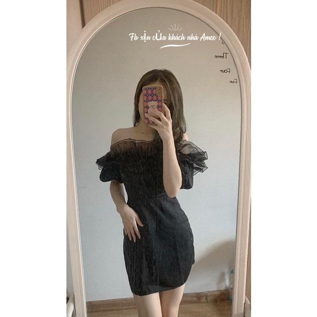 Váy đầm nữ body kiểu trễ vai phối bèo tầng dễ thương