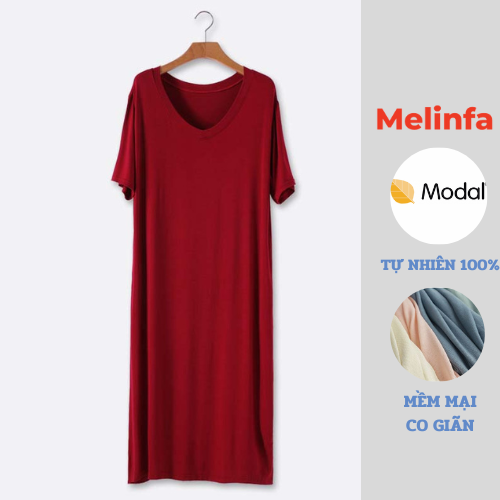 Váy nữ, đầm nữ dáng váy xuông ngắn tay cổ V sẻ tà chất vải Modal tự nhiên phong cách Hàn Quốc mã VAV0112