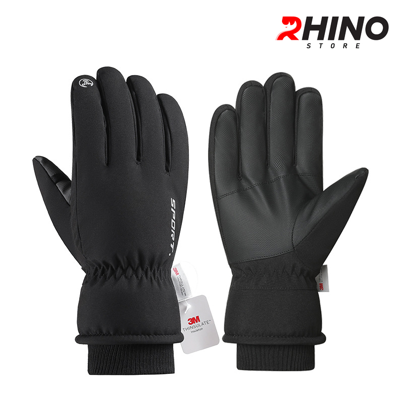 Găng tay cụt ngón chống gió, bao tay giữ ấm mùa đông lót lông Rhino G907 freesize
