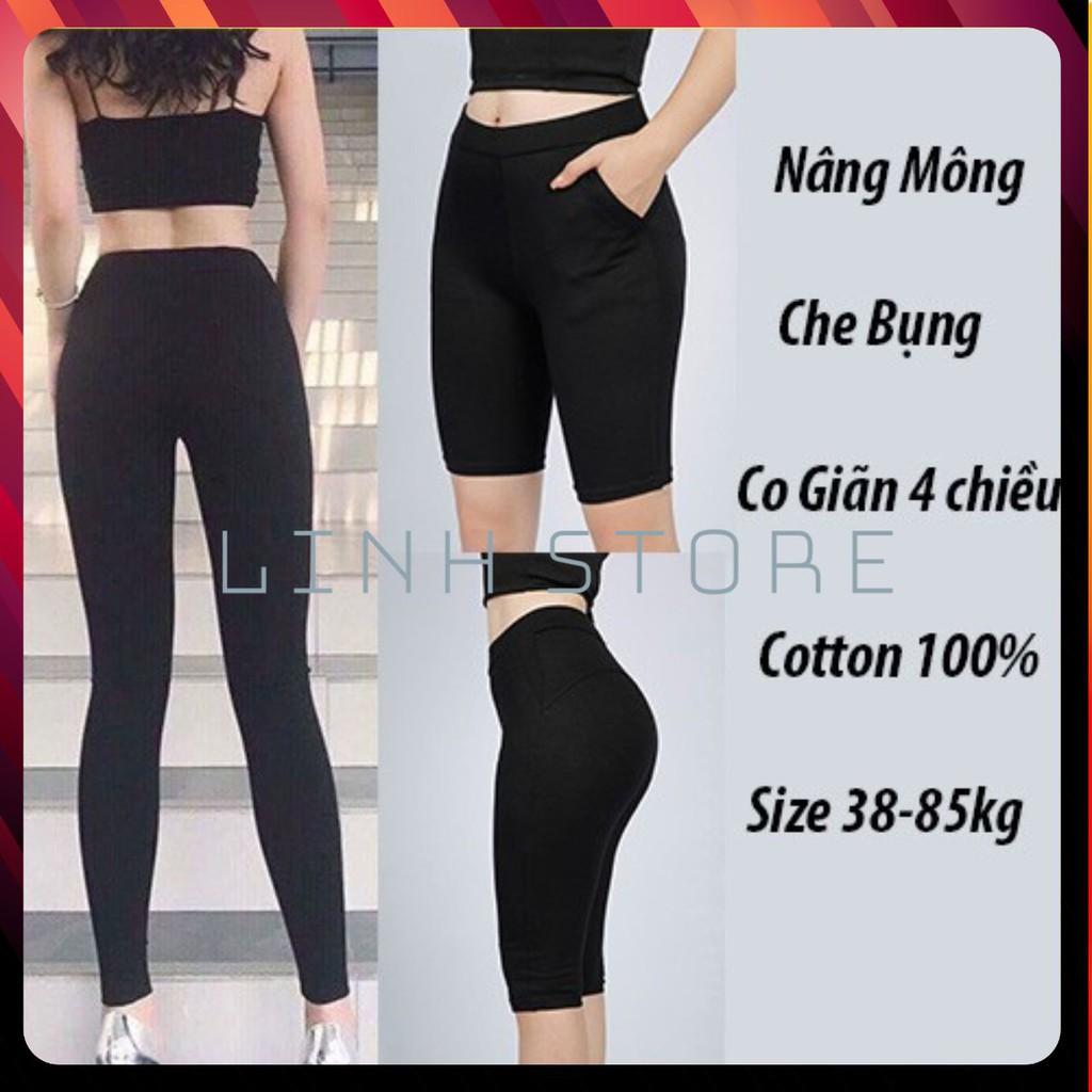 Quần Legging SALE Lửng ASO Ngố Dài Nâng Mông Cạp Cao Siêu Hot Siêu Co Giãn Loại 1 Big Size Đến 80kg chất liệu cao cấp