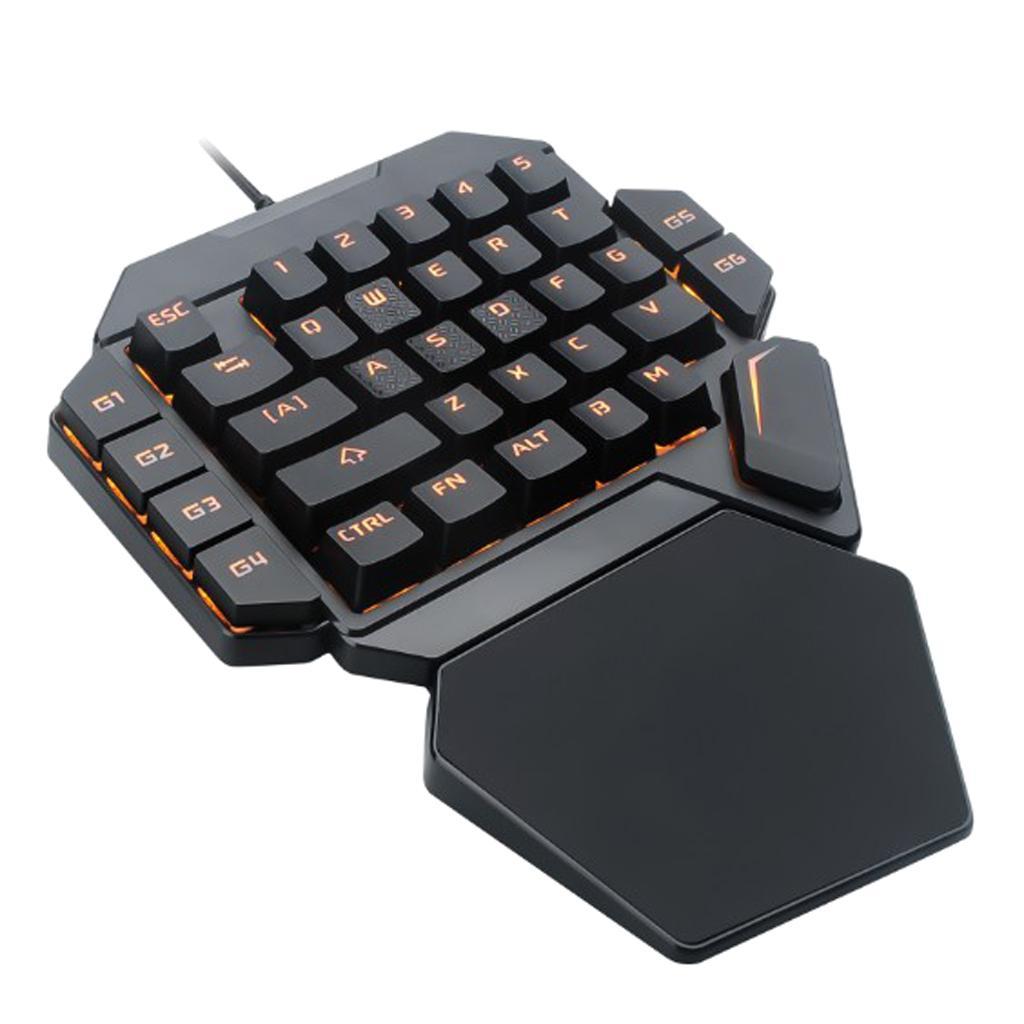 LED Backlit Keyboard Left One Hand Game Keyboard Keypad 35 Keys for PC