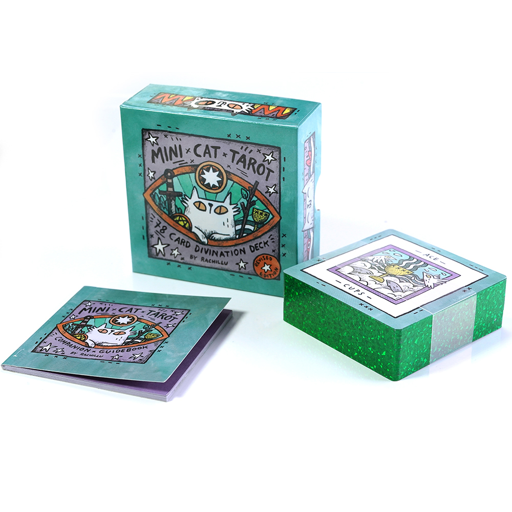  [Mạ Cạnh Size Gốc] Bộ Bài Mini Cat Tarot 78 Lá Bài Tặng Đá Thanh Tẩy