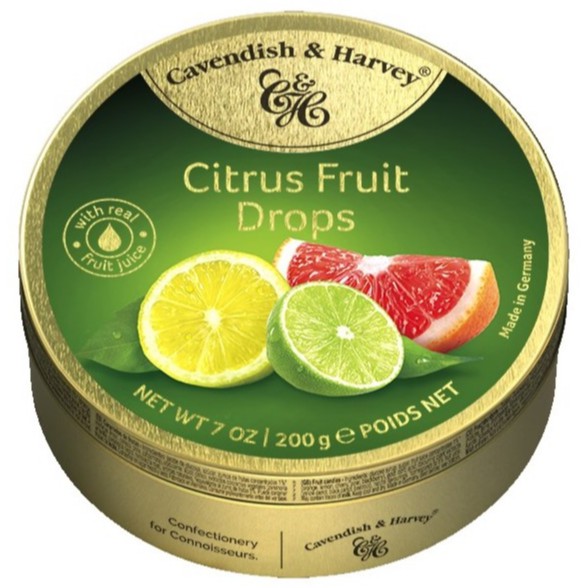 Kẹo trái cây Cavendish & Harvey vị Citrus Fruit Drops hộp 200gr