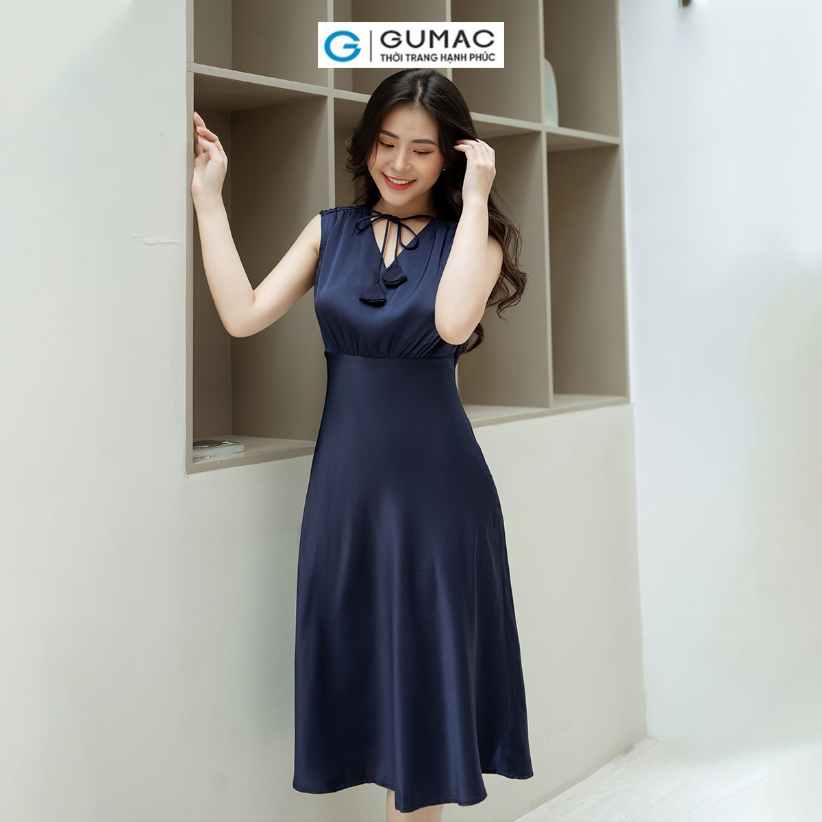 Đầm A nơ cách điệu GUMAC DD08042