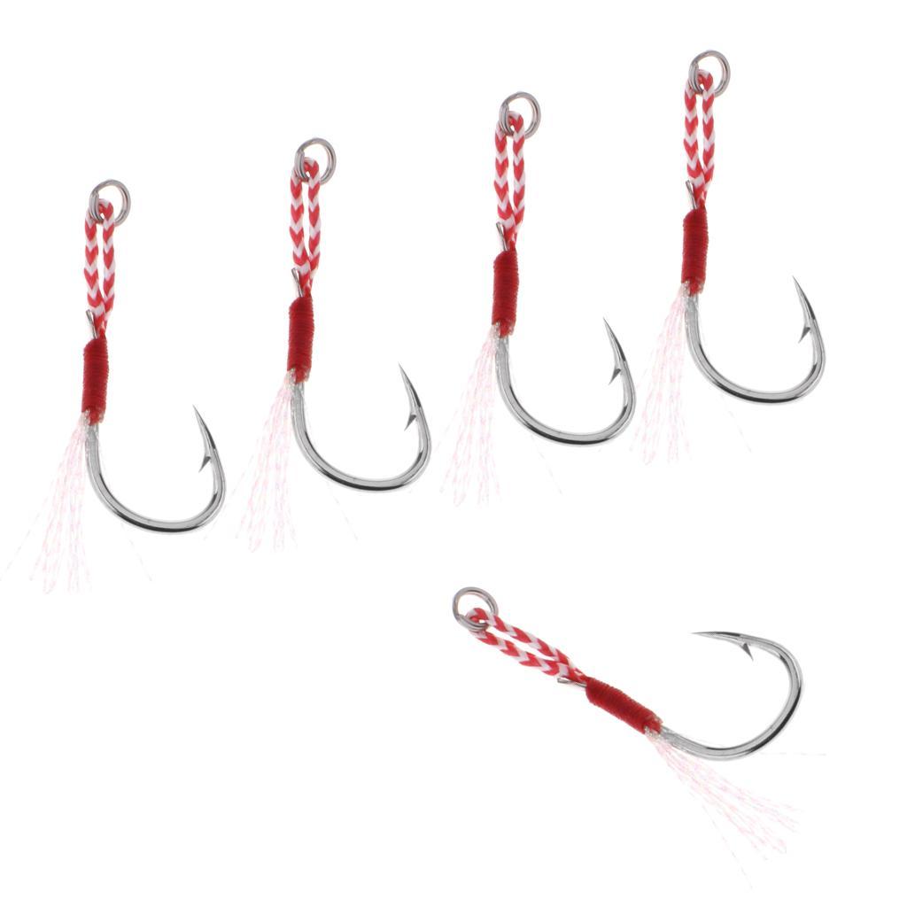 4-7pack 5pcs Carbon Steel Assist Hooks Fishing Jig Hooks Live Baits Hooks 020