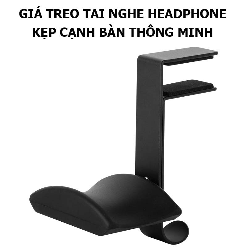 Giá Đỡ Treo Tai Nghe Chụp Tai, Headphone, Kẹp Cạnh Bàn Thông Minh; Vật Liệu Kim Loại, Thiết Kế Sang Trọng; Hàng Nhập Khẩu