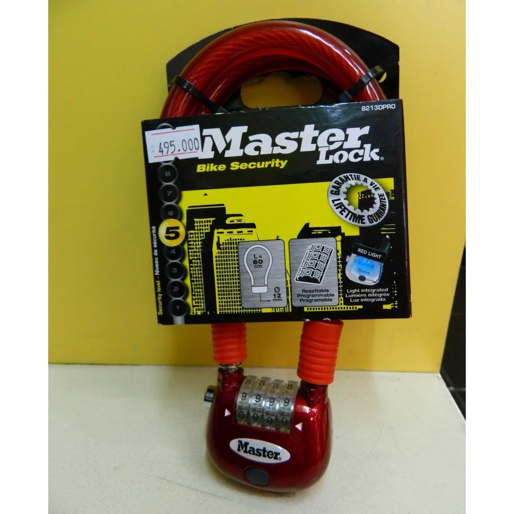Khóa xe đạp Master Lock 8213 EURDPRO khóa số có đèn dây cáp dài 60cm - MSOFT
