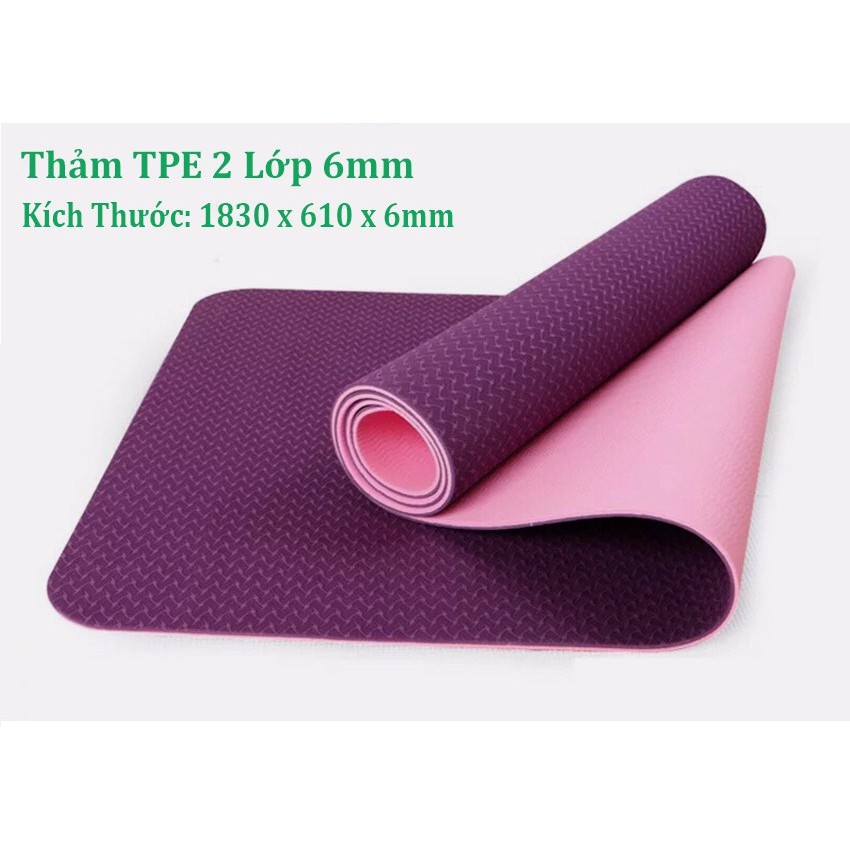 Thảm Tập Yoga Chất Liệu TPE 2 Lớp PaKaSa Dày 6 mm - Thảm Tập Gym , YoGa Chuyên Nghiệp - Hàng Cao Cấp - Chính Hãng 