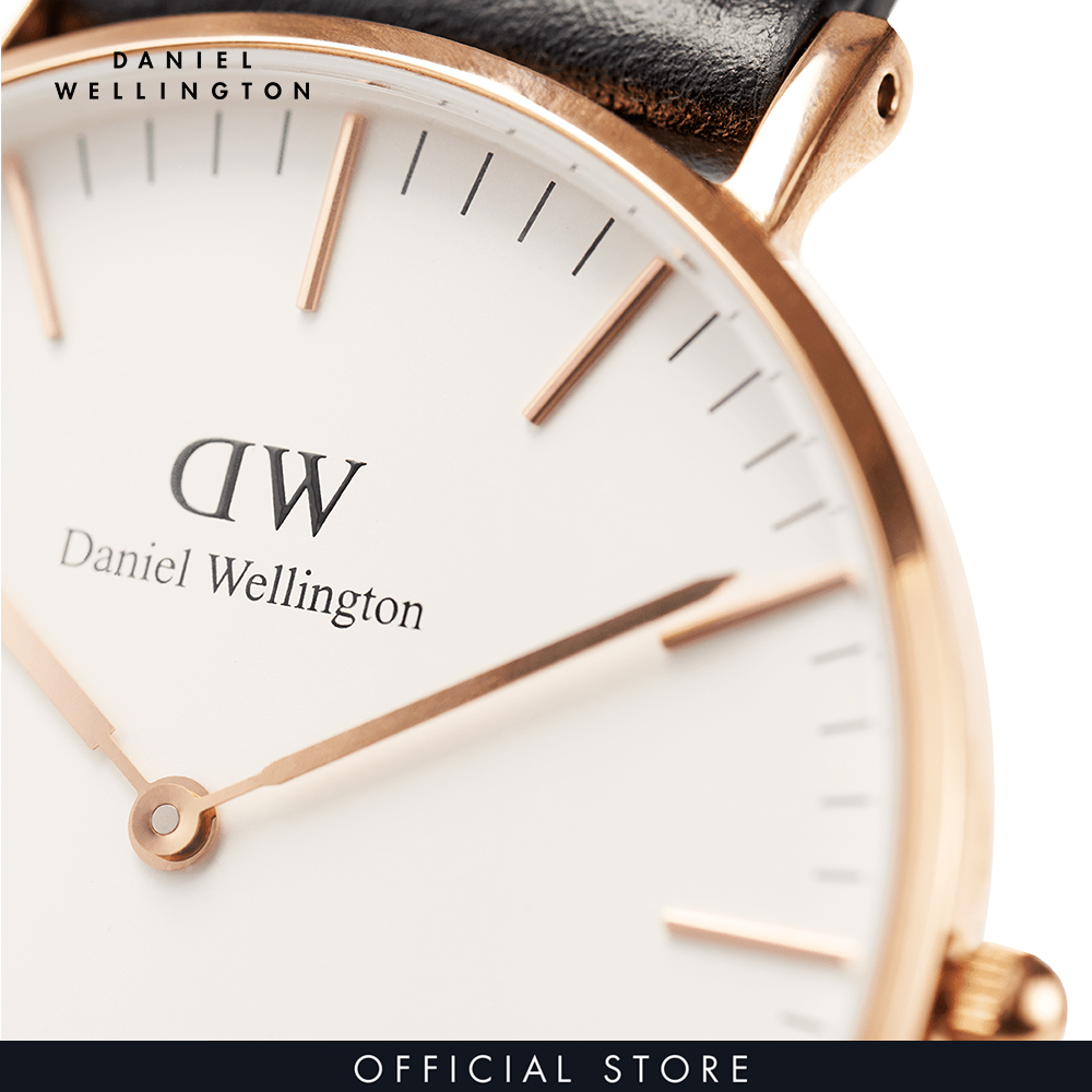 Đồng hồ Nam, Nữ Daniel Wellington dây da - Classic Sheffield mặt trắng - vỏ vàng hồng