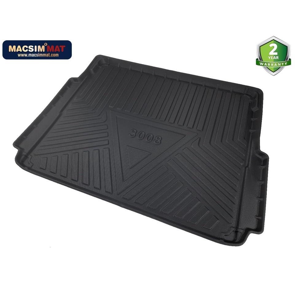 Thảm lót cốp xe ô tô Peugoet 3008 2017-2020 nhãn hiệu Macsim chất liệu TPV cao cấp màu đen