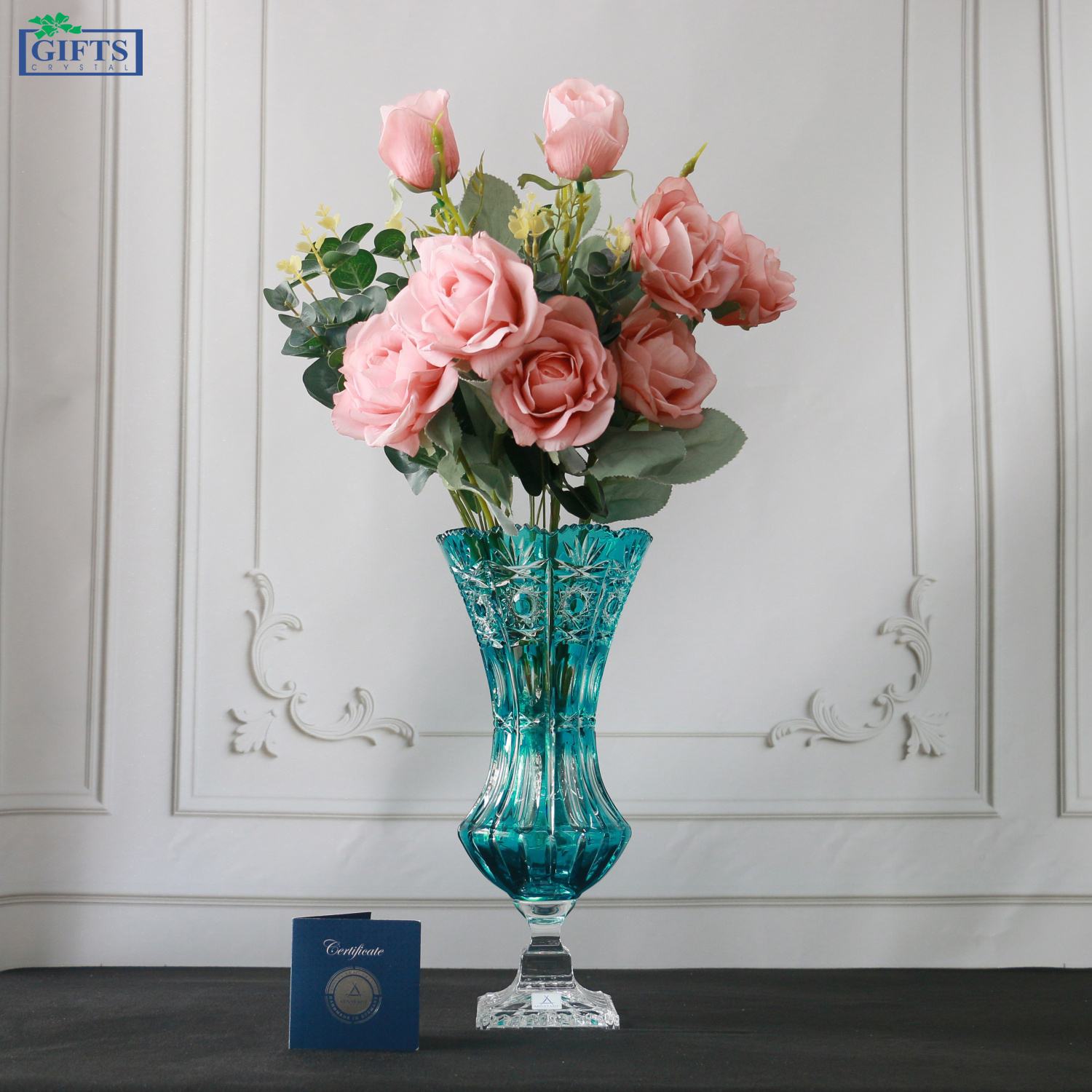 Bình hoa Pha lê Màu Dresen Arnstadt cao 34cm