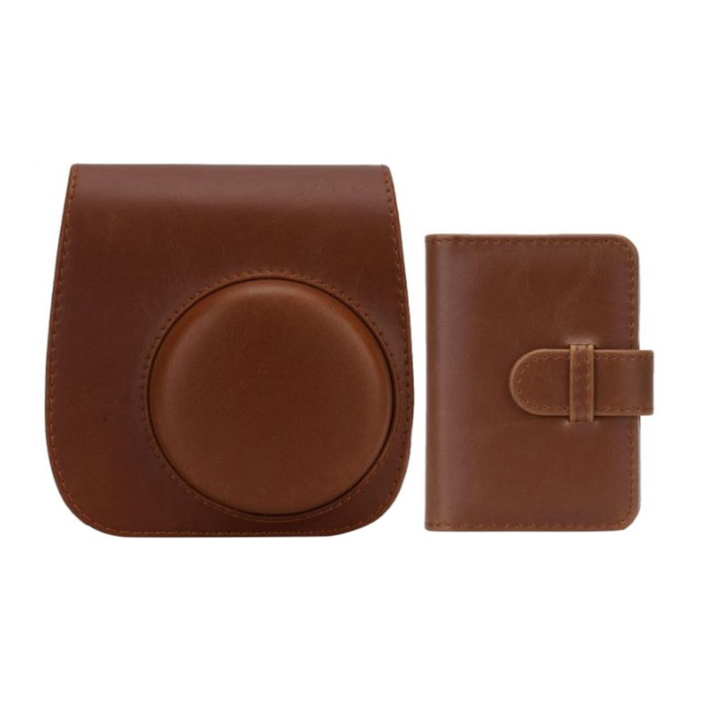 PU Leather Camera Case Protector Túi Túi Túi tương thích Vỏ với dây đeo vai mềm cho Fujifilm Instax Mini 11 9 8 Màu: Set Brown 256Pockets