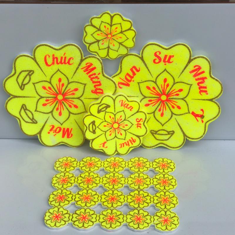 Set Hoa mai - Bông mai - hoa đào xốp đủ cỡ dán tường - dán kiếng phụ kiện trang trí tết