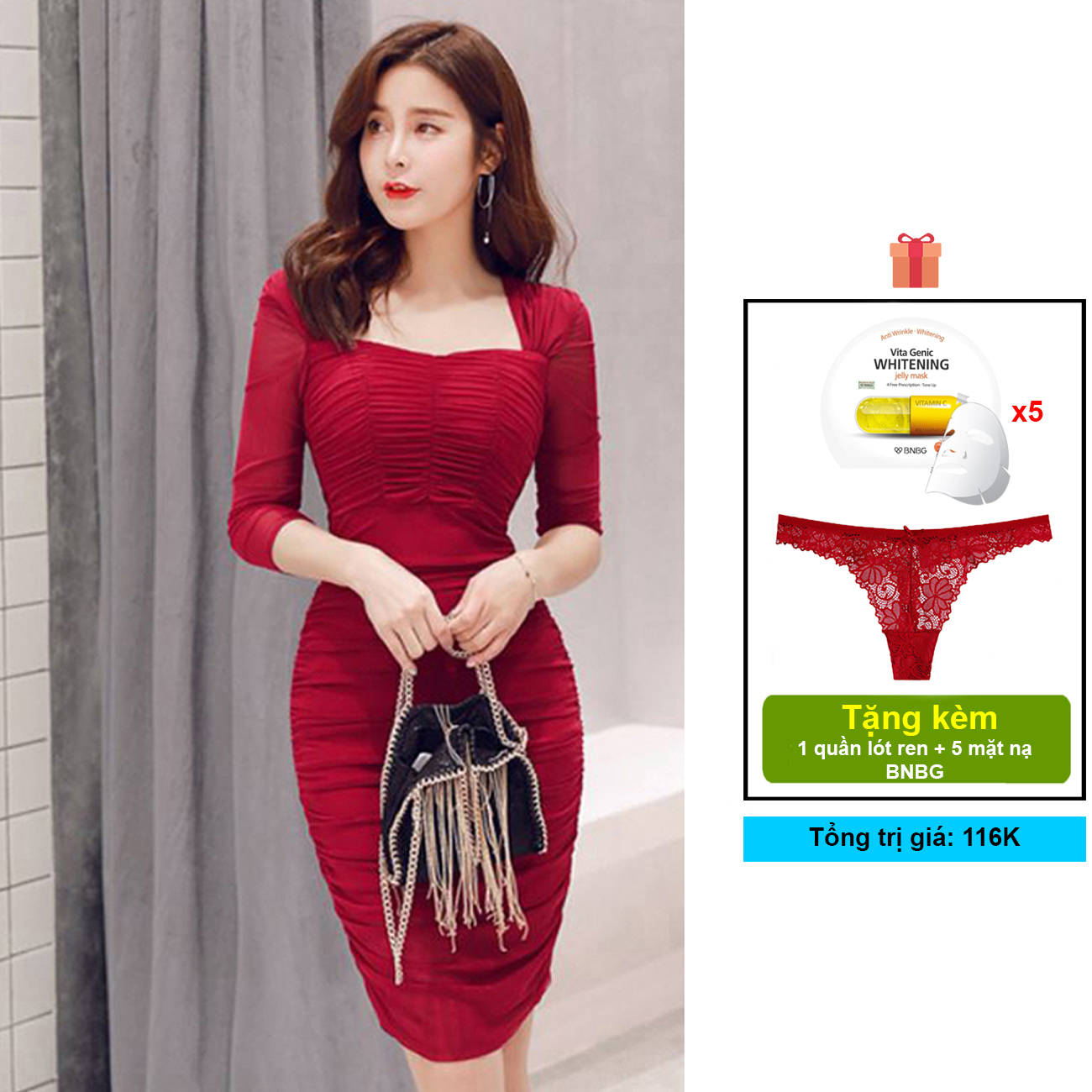 [XẢ KHO, GIẢM GIÁ] Đầm thời trang dự tiệc dáng ôm vải voan
