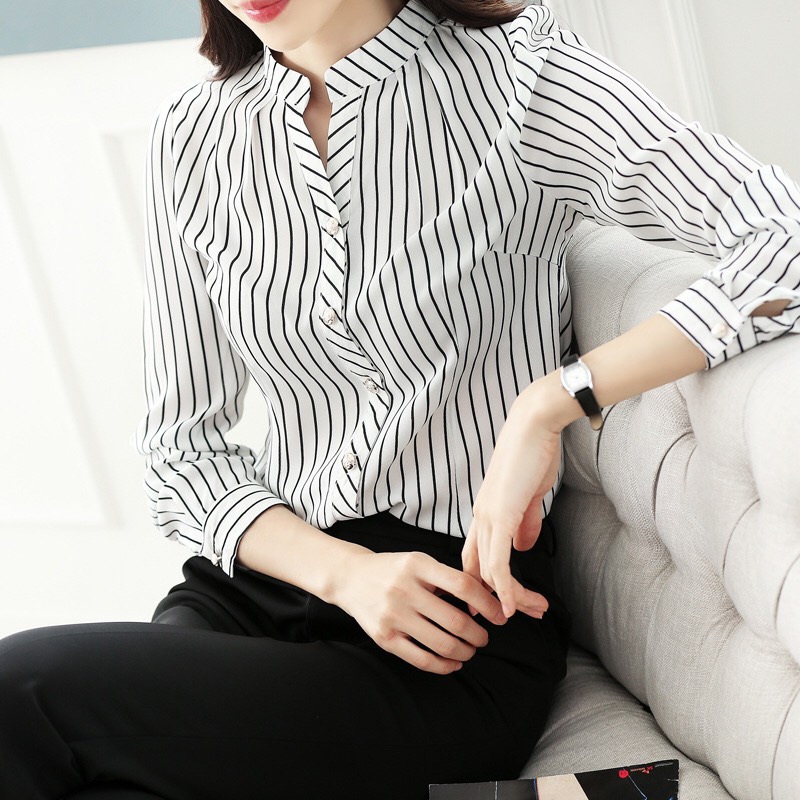 Sơ mi kẻ sọc tay lỡ Sm05