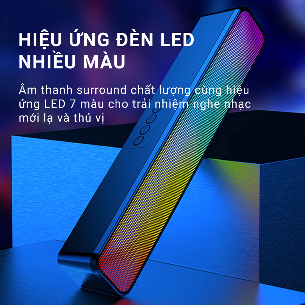Loa Bluetooth Soundbar RGB, Có Khe Cắm Thẻ Nhớ, USB Dùng Cho Máy Tính, PC, Điện Thoại - Hàng Nhập Khẩu