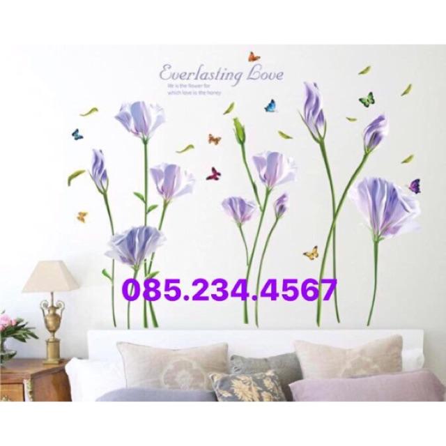 Decal dán tường hoa tím mộng mơ 02