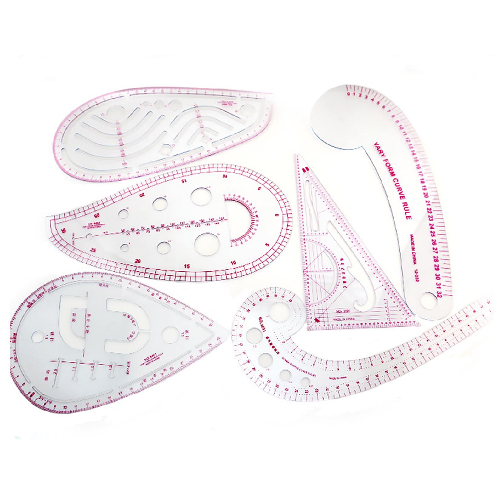 6 cái thước đo hệ mét của Pháp hình elip dùng để đánh dấu, may trang phục