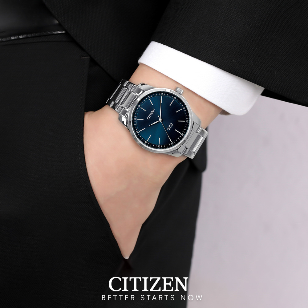 Đồng Hồ Nam Citizen Pin-Quartz Dây Thép Không Gỉ BH5001-56L - Mặt Xanh Đen (42mm)