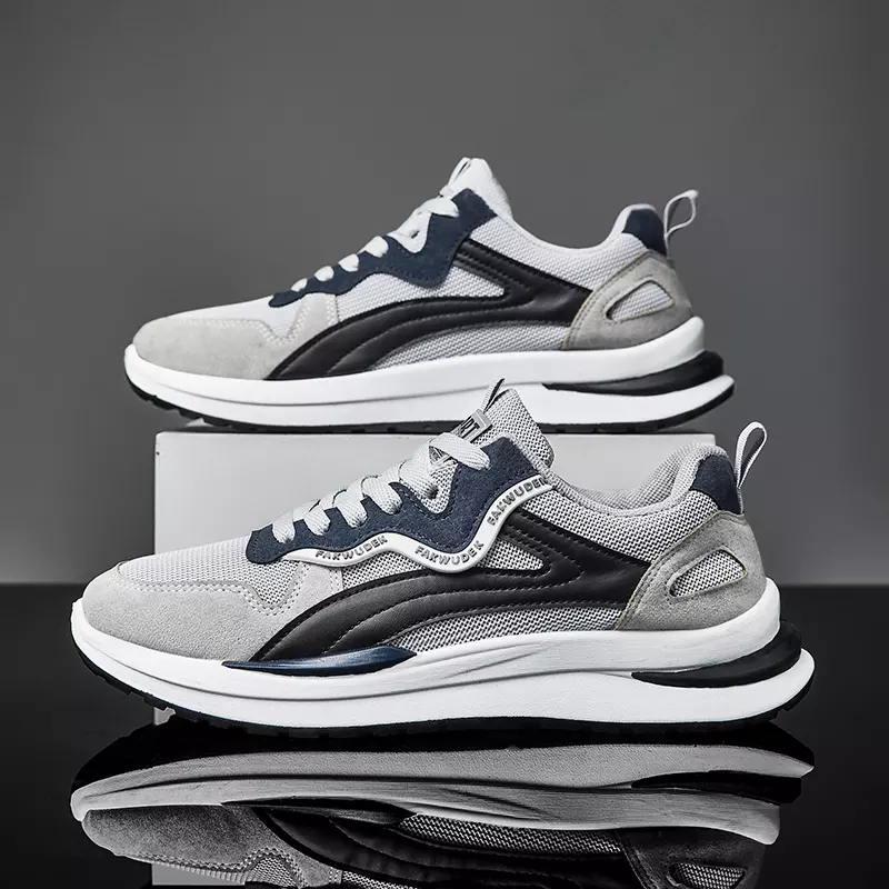Giày Thể Thao Nam GEMI - Giày Sneaker Màu Xám - Kaki, Giày Thể Thao Giúp Tăng Chiều Cao Tự Tin Ra Ngoài - G5471
