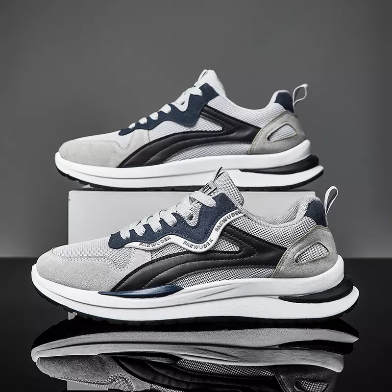 Giày Thể Thao Nam GEMI - Giày Sneaker Màu Xám - Kaki, Giày Thể Thao Giúp Tăng Chiều Cao Tự Tin Ra Ngoài - G5471