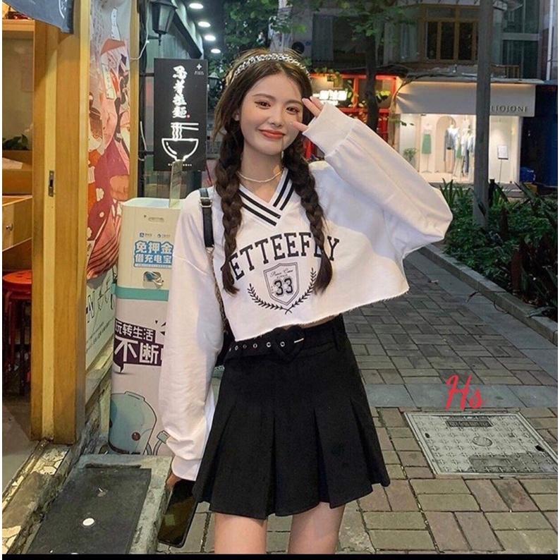 Áo croptop tay bồng cổ tim số 33 HS6