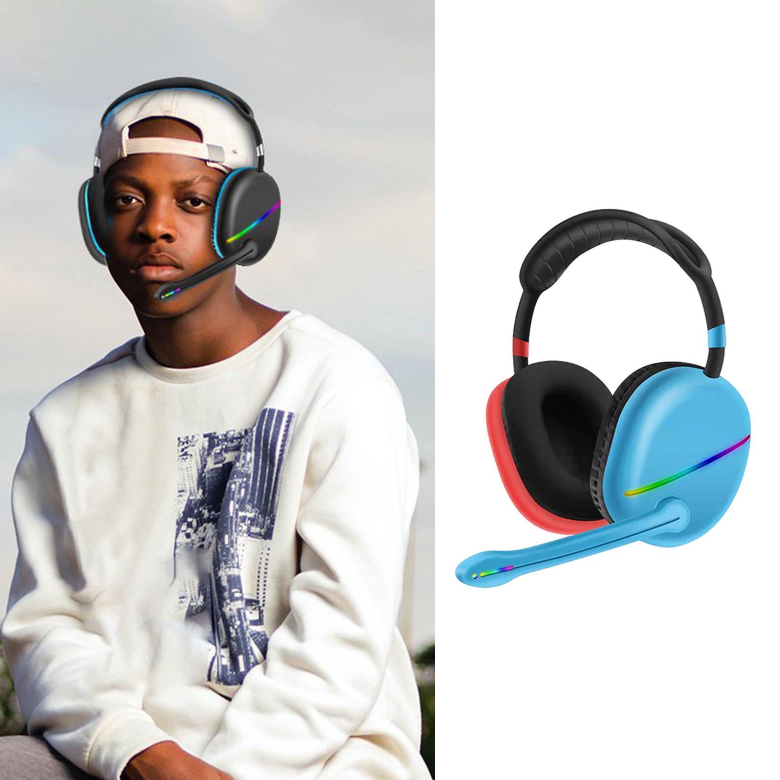 Bluetooth Wireless Headphones Low Latency RGB Light Noise Reduction Black