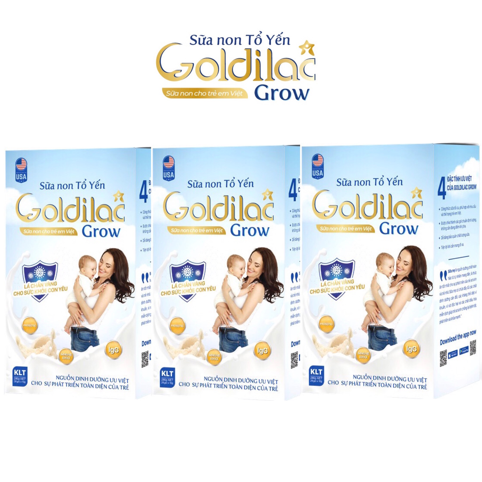 Combo 3 Hộp Sữa Non Tổ Yến Goldilac Grow