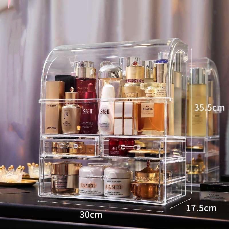 Hộp đựng mỹ phẩm trong suốt có nắp chống bụi size lớn