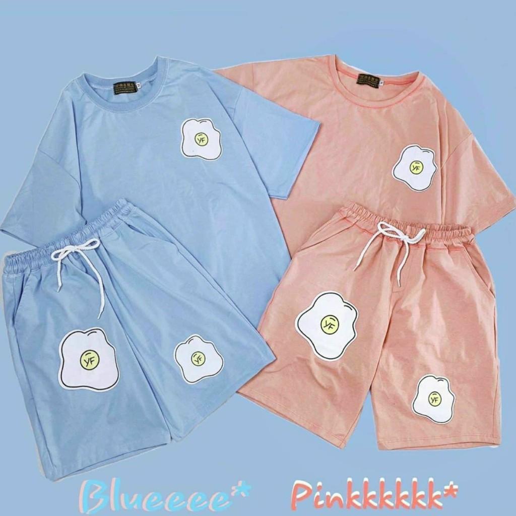 Set Đồ Bộ Mặc Nhà in hình Trứng quần lỡ TK Đồ Bộ in Vải Thun Cotton Cao Cấp Thoáng Mát