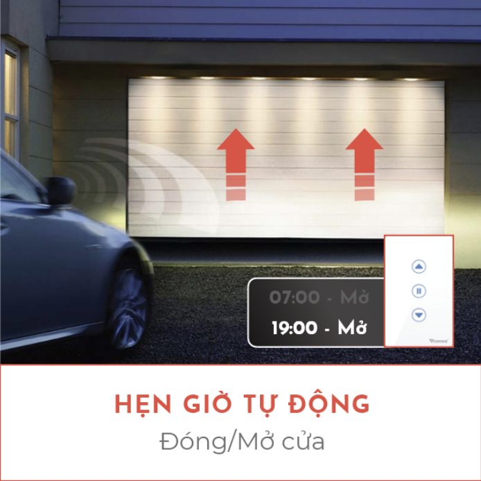 Công tắc cửa cuốn wifi Vconnex - Hẹn giờ đóng / mở, điều khiển từ xa qua điện thoại, chế độ khoá trẻ em, báo động chống trộm - Hàng chính hãng