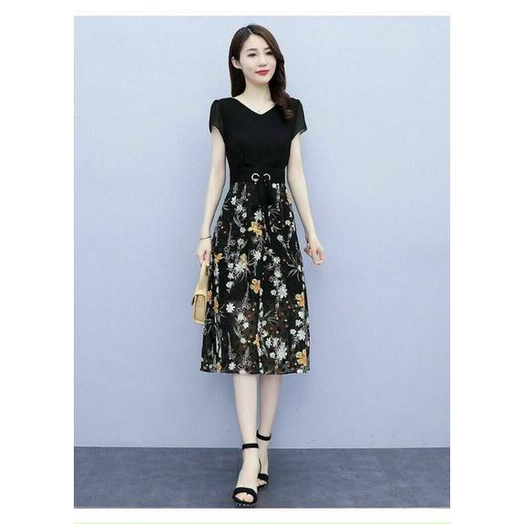 HÀNG NHẬP - ĐẦM XOÈ VOAN GẤM HOA