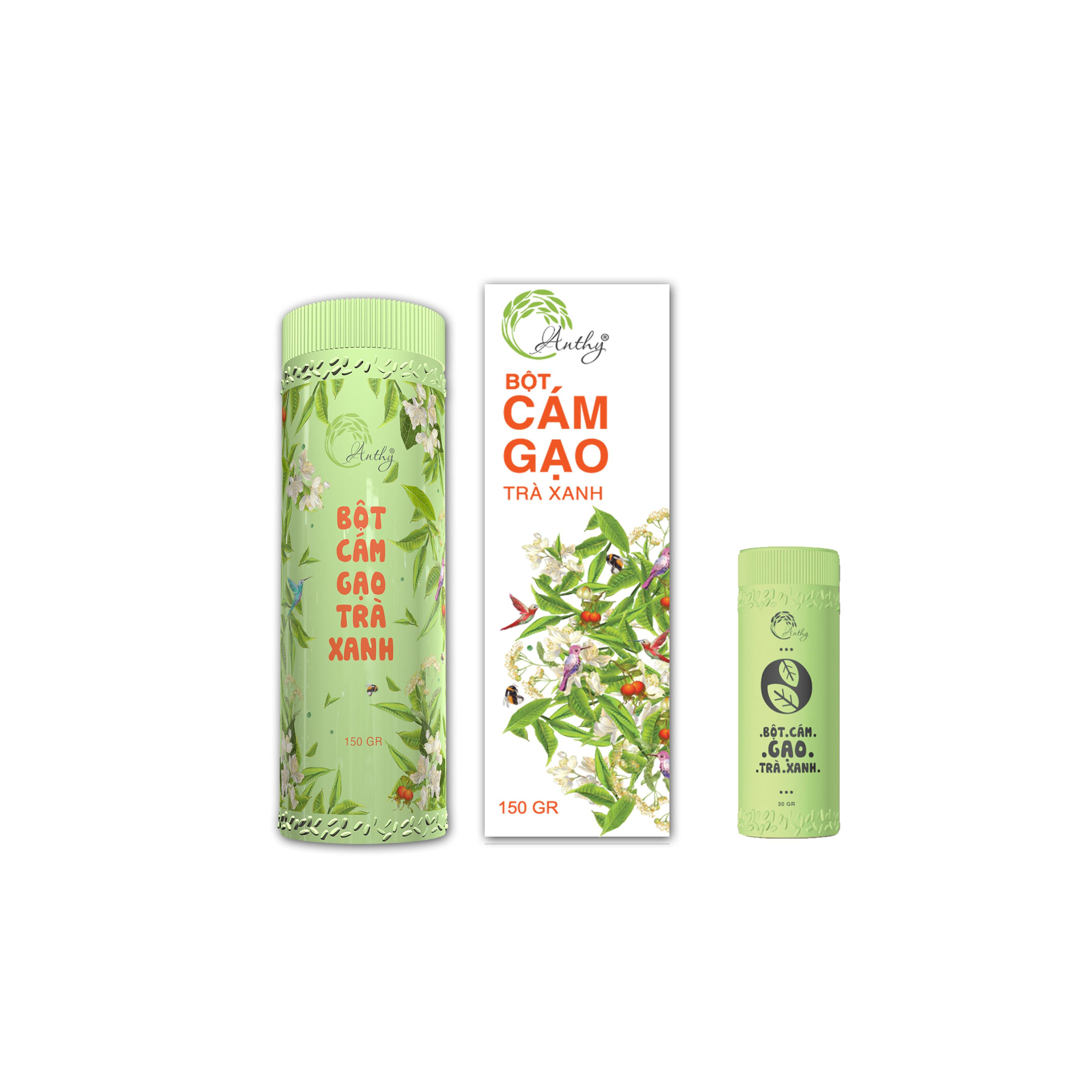 Bột Cám Gạo Trà Xanh 150g + Bột Cám Gạo Trà Xanh Mini 30g - AnThy Organic