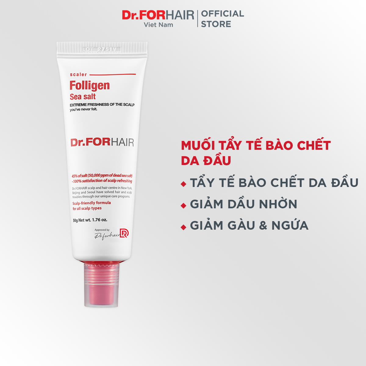 Muối tẩy tế bào chết làm sạch da đầu Dr.FORHAIR Sea Salt Scaler 50g