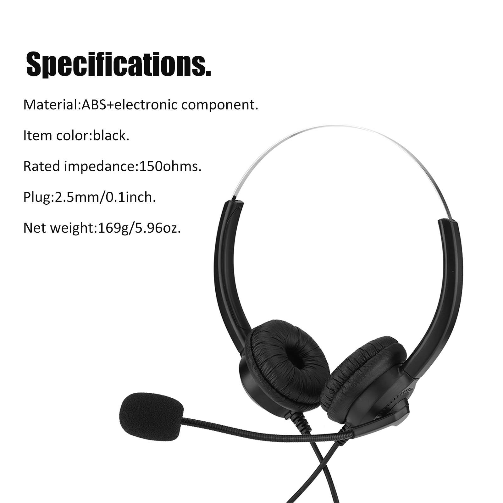 Tai Nghe Với Loại Bỏ Tiếng Ồn Micro Tai Nghe Điện Thoại Gọi Trung Tâm Tai Nghe 2.5Mm Có Dây Cắm Điện Cho Máy Tính PC Gọi Thoại
