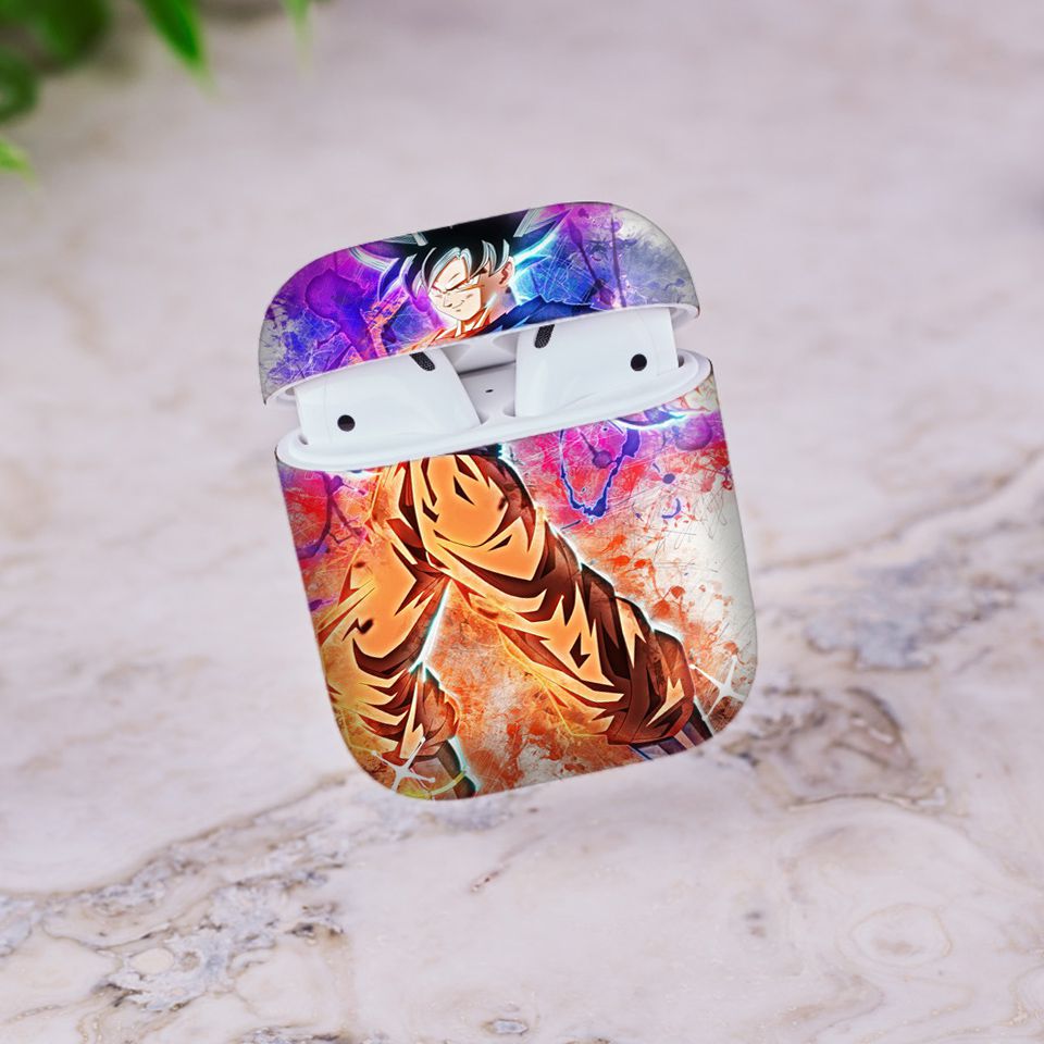 Miếng dán skin chống bẩn cho tai nghe AirPods in hình Dragon Ball - Goku Ultra Instinct 2 - 7vnr85 (bản không dây 1 và 2)