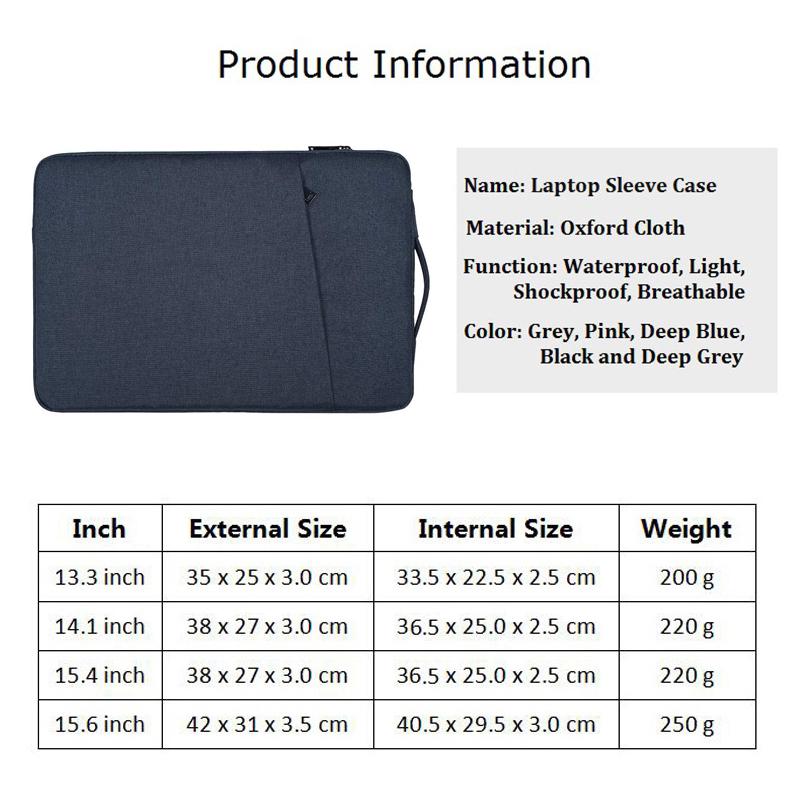 Túi Đựng Laptop Có Tay Cầm Tiện Lợi 360 ° Bảo Vệ Laptop Túi Chống Nước Máy Tính Xách Tay 13-15.6 Inch