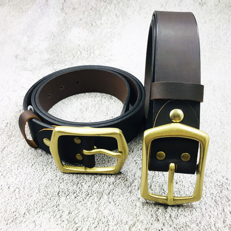 Thắt lưng nam da bò, Dây nịt nam da bò sáp khóa đồng cổ điển cao cấp, chất liệu da bò sáp nguyên tấm