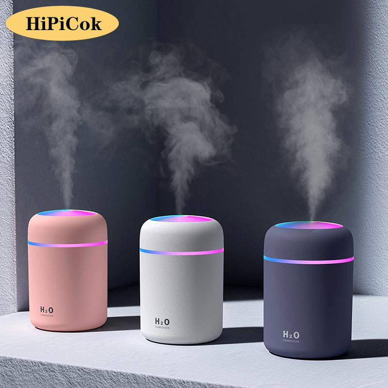 HiPiCok Siêu Âm Thanh Máy Tạo Độ Ẩm Không Khí Khuếch Tán Hương Thơm Cho Gia Đình Xe Ô Tô Hương Tinh Dầu Khuếch Tán USB Phun Sương Tạo Ẩm Hình Ếch Con Phun Sương Tạo Đèn LED