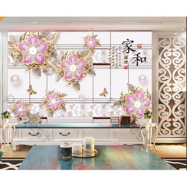 Tranh dán tường Hoa bướm trang sức thời trang, tranh dán tường 3d hiện đại (tích hợp sẵn keo) MS1182030