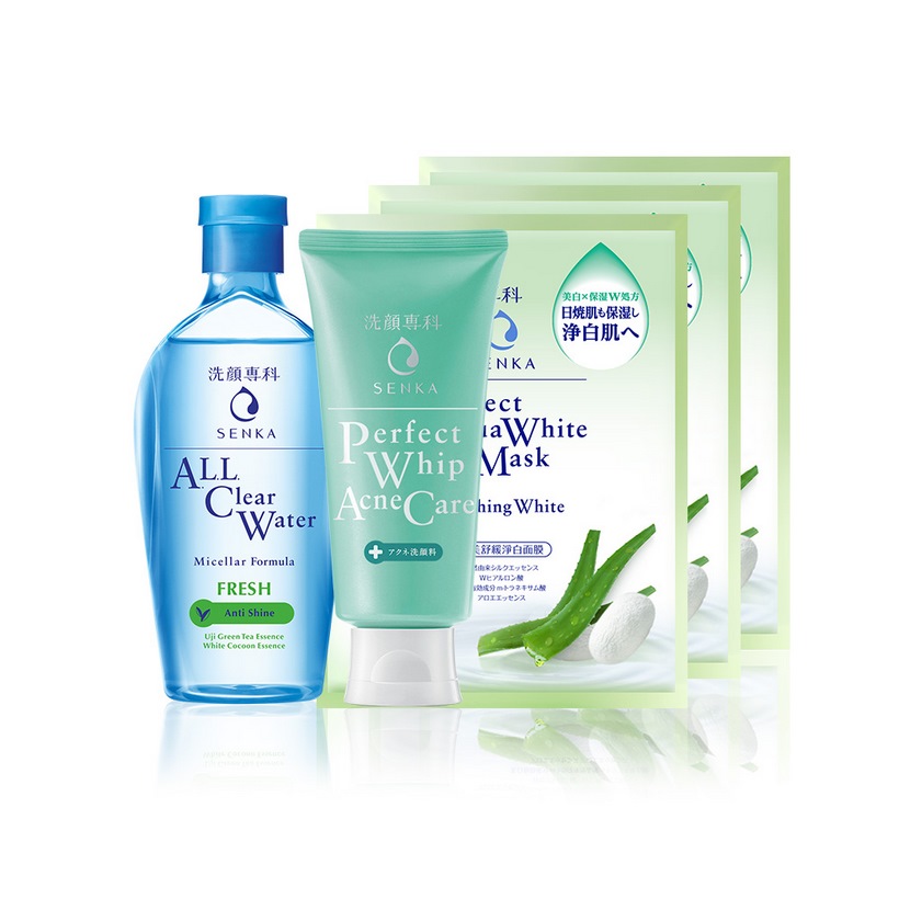 Bộ sản phẩm dành cho da mụn Senka (A.L.L Clear Water Fresh 230ml+SRM Acne Care 100g+Mặt nạ 25mlx3)_95121