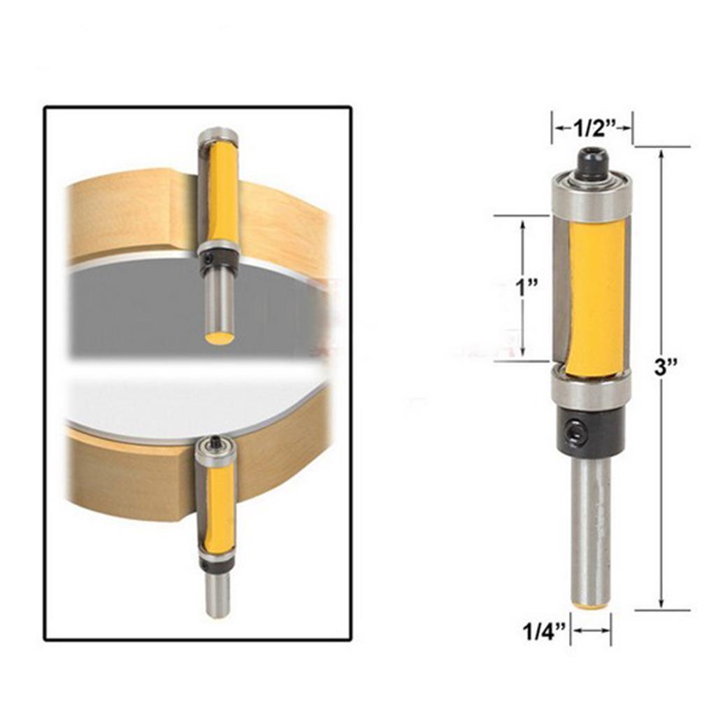 8Pcs Woodworking Spacing Ring+Hex Wrench+Flush Trim Router Bit 1" Cutter